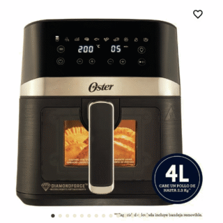 Oster® Freidora de Aire Digital con Recubrimiento Oster® DiamondForce, 4L de Capacidad, con 10 Programas Automáticos, CKSTAF40WDDF