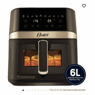 Oster® Freidora de Aire Digital, Recubrimiento Oster® DiamondForce, 6L de Capacidad, 10 Programas Automáticos, CKSTAF60WDDF