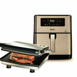 Kit Freidora de aire digital Oster® 9L CKSTAF90D y Plancha panini Oster® de superficie plana CKSTSM3884