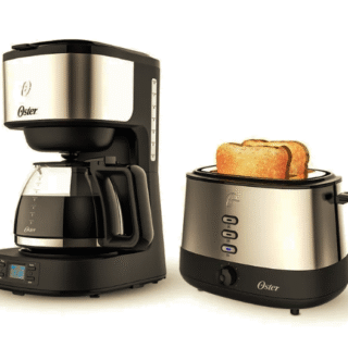 Kit Cafetera programable Oster® 8 tazas en acero inoxidable BVSTDC10SS y Tostador Oster® 2 rebanadas en acero inoxidable TSSTTR500