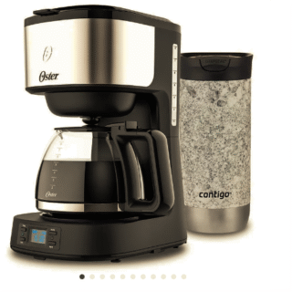 Kit Cafetera programable Oster® 8 tazas en acero inoxidable BVSTDC10SS y 1 Mug Contigo Huron Couture Speckled Slate 473ml